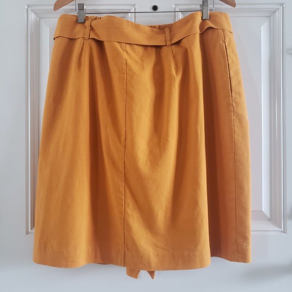 BODEN Leonora Blended Linen Belted Front Button A Cut Midi Skirt Orange SZ 16R - Picture 3 of 13